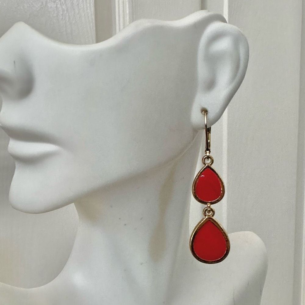 Red and blue reversible teardrop earrings